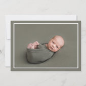 Baby Boy Multi-Photo Olive Monogram Birth Aankondiging (Achterkant)