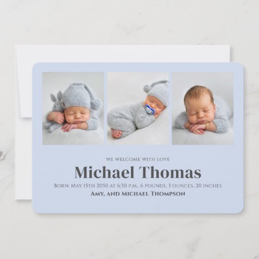 Baby Boy Multi Photo Sjabloon Blauwe Sterren (Voorkant)