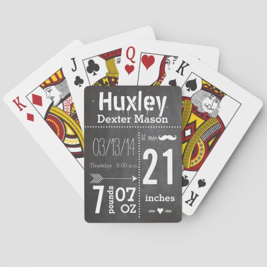 Baby Boy Mustache lil' Man  Retro Speelkaarten (Achterkant)