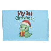 Baby Boy My 1st Christmas Dino Kussensloop (Voorkant)
