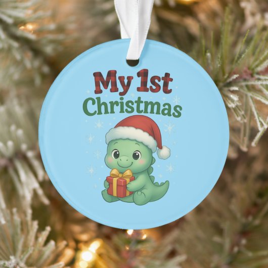 Baby Boy My 1st Christmas Dino Ornament (Boom)