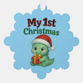 Baby Boy My 1st Christmas Dino Ornament Kaart (Voorkant)