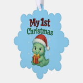 Baby Boy My 1st Christmas Dino Ornament Kaart (Links)