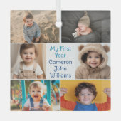 Baby Boy My 1st Year Photo Collage Kerstmis Glas Ornament (Voorkant)