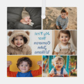 Baby Boy My 1st Year Photo Collage Kerstmis Glas Ornament (Achterkant)