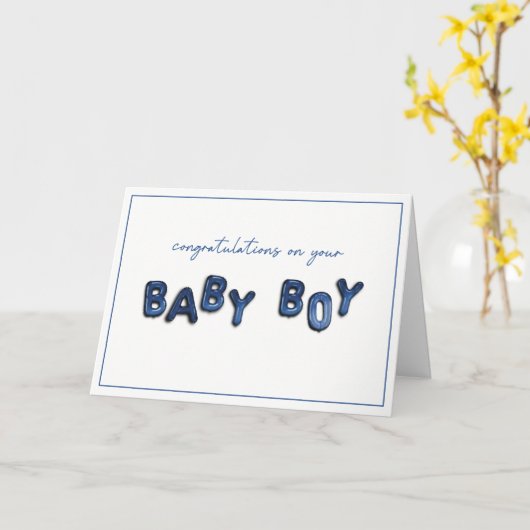 Baby Boy Mylar Balloons Gefeliciteerd Kaart (Gele Bloem)