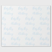Baby Boy Name Blue Script Gepersonaliseerd het ver Cadeaupapier (Vlak)