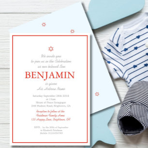 Baby Boy Naming Ceremony Hebreeuws Joods Rood Blau Kaart