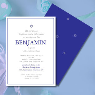 Baby Boy Naming Ceremony Hebrew Jewish Blue Kaart
