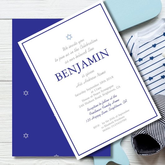 Baby Boy Naming Ceremony Hebrew Jewish Blue Kaart