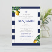 Baby Boy Naming Ceremony Lemons Blue Jewish Hebrew Kaart (Staand voorkant)