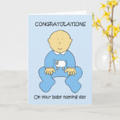 Baby Boy Naming Day Gefeliciteerd. Kaart (Gele Bloem)