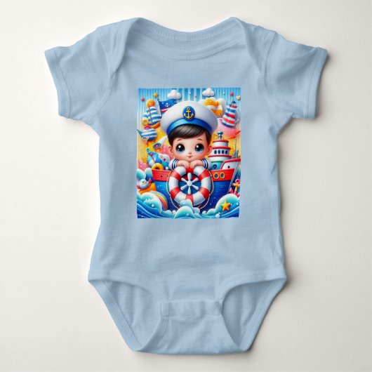 Baby Boy Nautisch Avontuur Baby shower Romper (Voorkant)