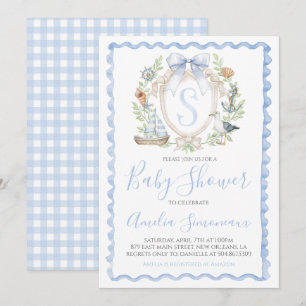 Baby Boy Nautische Douche Preppy Blauw Zeilen Kaart