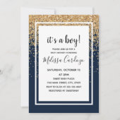 Baby Boy Navy Blue Glitter Baby shower Kaart (Voorkant)