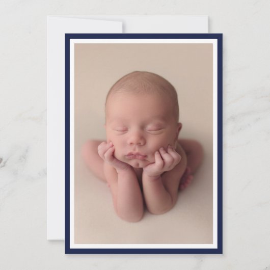 Baby Boy Navy Fotoaankondiging Monogram Aankondiging (Achterkant)
