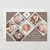 Baby Boy Neutraal foto Monogram Aankondiging (Voorkant)