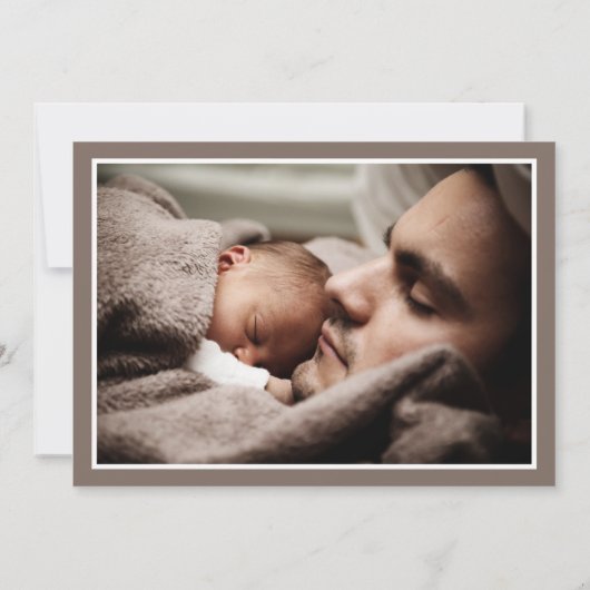 Baby Boy Neutraal foto Monogram Aankondiging (Achterkant)