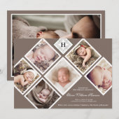 Baby Boy Neutraal foto Monogram Aankondiging (Voorkant / Achterkant)