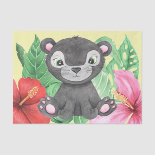 Baby Boy Neutral Neursery Panther Decoupage Tissuepapier (Voorkant)