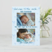 Baby Boy Nieuwe Aankomst Aankondiging (Staand voorkant)