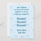 Baby Boy Nieuwe Aankomst Aankondiging (Achterkant)