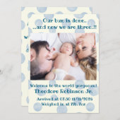 Baby Boy Nieuwe Aankomst Aankondiging (Voorkant / Achterkant)