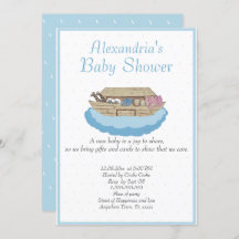 Baby Boy Noah's Ark Blue Baby shower Uitnodiging