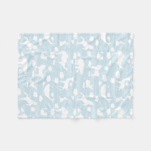 Baby Boy Nursery Blue Cloud Animals Fleece Deken (Voorkant (Horizontaal))