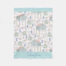 Baby Boy Nursery Country Blauwgroen Birds House Pa Fleece Deken