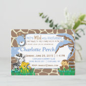 Baby Boy Oerwoud Baby shower Uitnodiging (Staand voorkant)