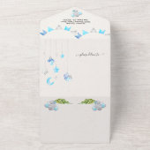 Baby Boy Oerwoud Elephant Baby shower All In One Uitnodiging (Buitenkant)