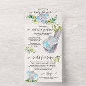 Baby Boy Oerwoud Elephant Baby shower All In One Uitnodiging (Binnen)