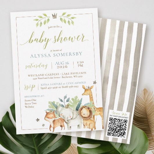 Baby Boy Oerwoud Safari Dieren Blauw Groen Douche Kaart