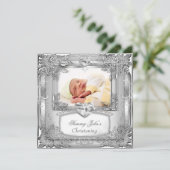 Baby Boy of Girl Silver Christening Baptism Cross Aankondiging (Staand voorkant)