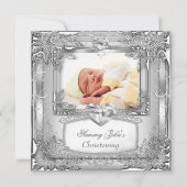 Baby Boy of Girl Silver Christening Baptism Cross Aankondiging (Voorkant)