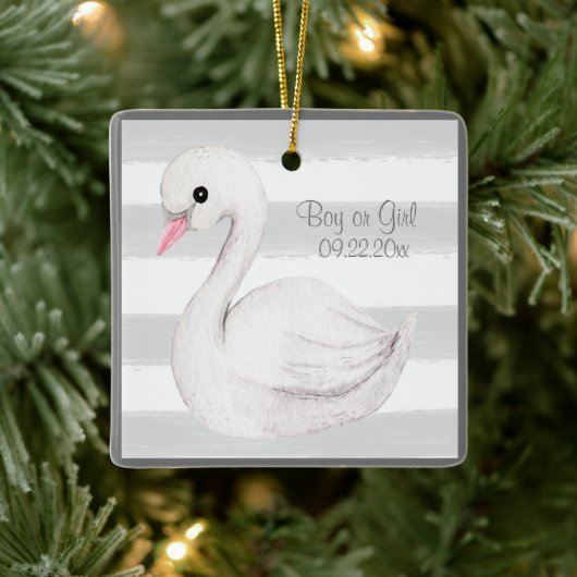 Baby Boy of Girl Typografie Name Date Keepomwille Keramisch Ornament (Boom)