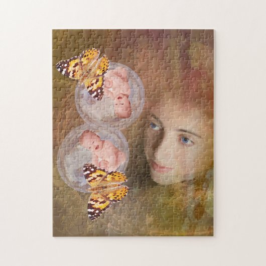 Baby boy of meisje tweeling cadeaupuzzel legpuzzel (Verticaal)