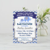 Baby Boy Olifant Baby Douche Uitnodigingen (Staand voorkant)