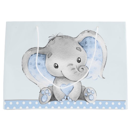 Baby Boy Olifant Baby shower Groot Cadeauzakje (Voorkant)