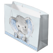 Baby Boy Olifant Baby shower Groot Cadeauzakje (Achterkant Gekanteld)