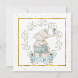 Baby Boy Olifant Baby shower Kaart