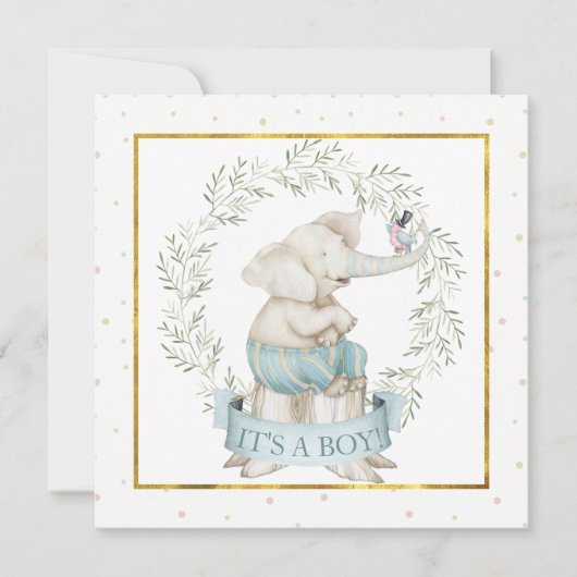 Baby Boy Olifant Baby shower Kaart (Voorkant)