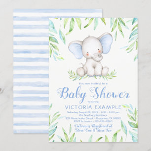 Baby Boy Olifant Baby Shower Uitnodigingen