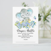 Baby Boy Olifant Douche Luier Raffle Ticket Informatiekaartje (Staand voorkant)