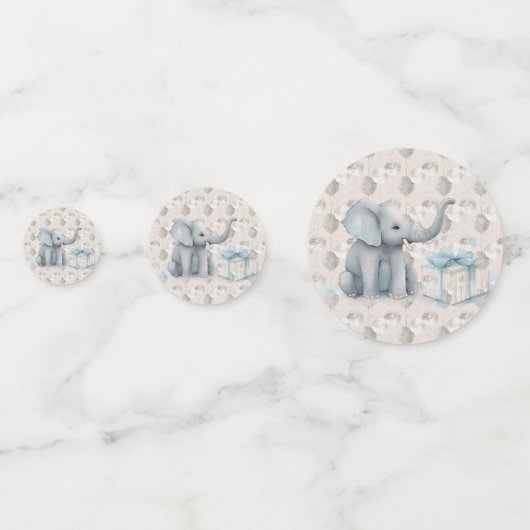 Baby Boy Olifant en Ballonnen Douche Confetti (Achterkanten)