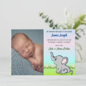 Baby Boy Olifant Flat Aankondiging Kaart (Staand voorkant)