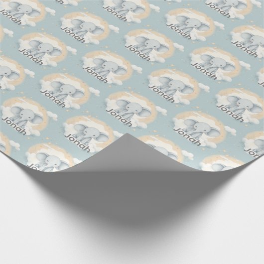 Baby Boy Olifant inpakpapier (Hoek)