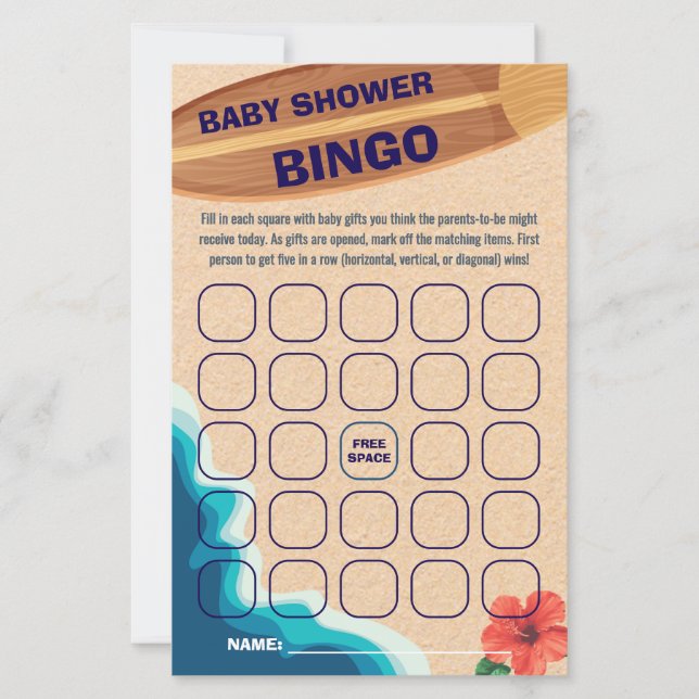 Baby Boy On Board Baby Shower Bingo Game Card (Voorkant)