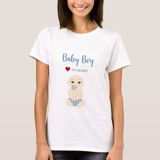Baby Boy On Board Illustration in Blue Design T-shirt (Voorkant)